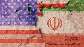  Presentation with iran flag - Beautiful slide deck featuring iran-and-american-flag backdrop and a coral colored foreground