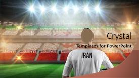 Presentation with football stadium - Cool new presentation design with iran football player holding ball backdrop and a coral colored foreground