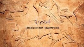  Presentation with ancient iran - Slides having iran history - ancient sumerian stone carving background and a yellow colored foreground