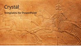  Presentation with iran - Audience pleasing PPT theme consisting of iran history - ancient sumerian stone carving backdrop and a yellow colored foreground