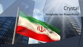  Presentation with iran flag - Colorful presentation design enhanced with iran national flag against low backdrop and a light blue colored foreground