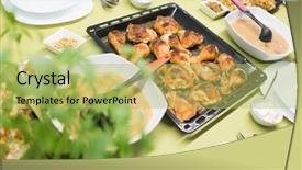  Presentation with iftar - Presentation theme having iranian culture - ready iftar food on table background and a  colored foreground