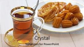  Presentation with sweets - PPT theme having iranian tea and sweets zoolbia background and a coral colored foreground