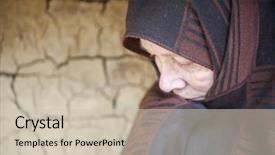  Presentation with indian woman bridal face - Presentation enhanced with iranian woman hiding her face background and a soft green colored foreground