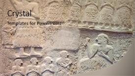  Presentation with ancient greek of stone - Presentation design consisting of iraq - ancient sumerian stone carving background and a coral colored foreground