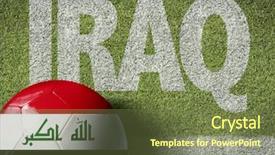  Presentation with iraq - Presentation theme having iraq ball in a soccer field background and a tawny brown colored foreground