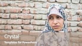  Presentation with woman muslim - Audience pleasing presentation theme consisting of iraq war - beautiful muslim woman backdrop and a coral colored foreground