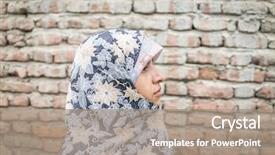  Presentation with muslim parenting - Colorful PPT theme enhanced with iraq war - beautiful muslim woman backdrop and a coral colored foreground