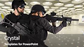  Presentation with terrorism - Theme consisting of iraq war - defense against terrorism two soldiers background and a dark gray colored foreground