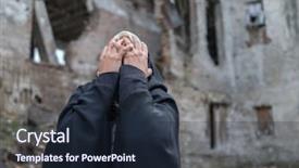  Presentation with iraq - Slide deck enhanced with iraq war - desperate syrian woman in destroyed background and a wine colored foreground