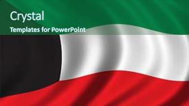  Presentation with iraq - PPT theme featuring iraq war - flag of kuwait waving background and a ocean colored foreground