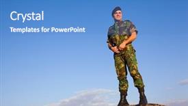  Presentation with mountain top - Beautiful slide deck featuring iraq war - military in the top backdrop and a teal colored foreground