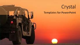  Presentation with iraq - Audience pleasing PPT theme consisting of iraq war - military patrol backdrop and a yellow colored foreground