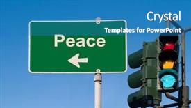  Presentation with light sign - Presentation design enhanced with iraq war - peace traffic sign with green background and a teal colored foreground
