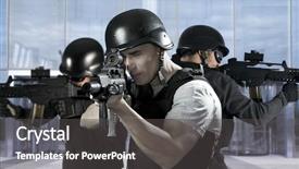  Presentation with terrorism - Beautiful slides featuring iraq war - police against terrorism two soldiers backdrop and a dark gray colored foreground