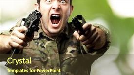  Presentation with iraq war - Colorful theme enhanced with iraq war - portrait of a young soldier backdrop and a tawny brown colored foreground