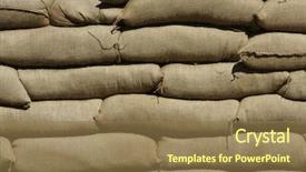  Presentation with iraq war - Beautiful presentation theme featuring iraq war - sandbags backdrop and a coral colored foreground