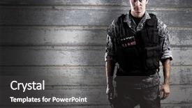  Presentation with armed conflict - Cool new theme with iraq war - young armed soldier backdrop and a dark gray colored foreground