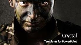  Presentation with iraq war - PPT layouts consisting of iraq war - young soldier face looking straight background and a black colored foreground