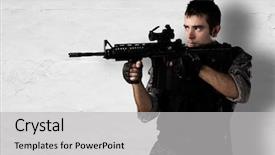  Presentation with young - Slide set featuring iraq war - young soldier pointing background and a light gray colored foreground