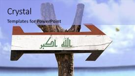  Presentation with iraq - Amazing PPT layouts having iraq wooden sign backdrop and a light blue colored foreground