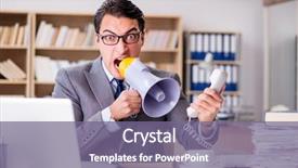  Presentation with employee anniversary work office - PPT theme consisting of irate customer service - angry businessman with too much background and a  colored foreground