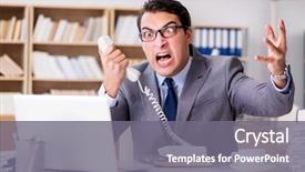  Presentation with work - Slide deck featuring irate customer service - angry businessman with too much background and a  colored foreground