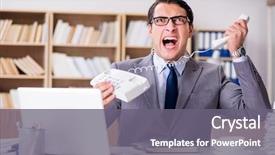  Presentation with employee anniversary work office - Presentation consisting of irate customer service - angry businessman with too much background and a  colored foreground