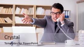  Presentation with angry - Amazing PPT layouts having irate customer service - angry businessman working backdrop and a  colored foreground