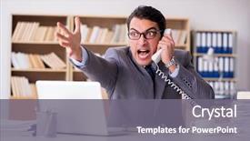  Presentation with angry - PPT layouts enhanced with irate customer service - angry businessman working background and a  colored foreground