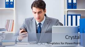  Presentation with talking on phone - Audience pleasing presentation consisting of irate customer service - businessman employee talking backdrop and a  colored foreground