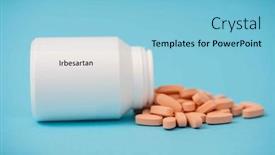  Presentation with drug - Slide deck featuring irbesartan-angiotensin-ii-receptor-antagonist background and a light blue colored foreground
