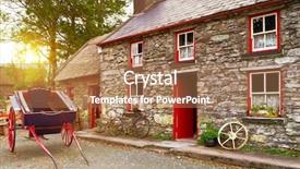  Presentation with irish - Presentation design having ireland - traditional irish cottage house architecture background and a coral colored foreground