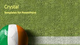  Presentation with base ball field - PPT theme having ireland ball in a soccer background and a tawny brown colored foreground