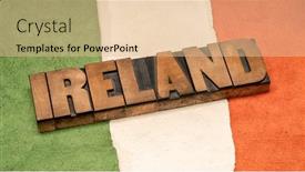  Presentation with orange green white - Slide deck consisting of ireland-word-in-vintage-letterpress background and a lemonade colored foreground