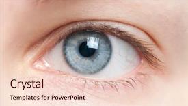  Presentation with human eye - Theme enhanced with iris - close-up of human blue eye background and a lemonade colored foreground