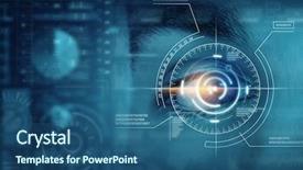  Presentation with iris - Cool new slide set with iris - close up of man eye backdrop and a ocean colored foreground