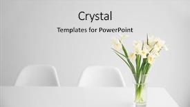  Presentation with white flowers - Colorful slide deck enhanced with iris flowers on dinning table backdrop and a light gray colored foreground