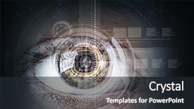  Presentation with human eye - Slide set featuring iris scan - close up of human eye background and a wine colored foreground