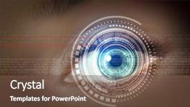  Presentation with scanning - Slide deck featuring iris scan - close up of woman eye background and a tawny brown colored foreground