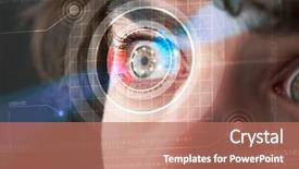  Presentation with cyber security eye - Slide set consisting of iris scan - modern cyber man with technolgy background and a coral colored foreground