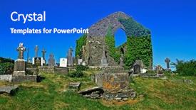  Presentation with celtic - PPT theme featuring irish cemetery with celtic crosses background and a  colored foreground