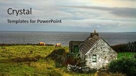  Presentation with irish - Beautiful presentation theme featuring irish cottage house backdrop and a light gray colored foreground