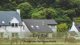  Presentation with eco buildings - Audience pleasing PPT layouts consisting of irish countryside buildings surrounded backdrop and a gold colored foreground