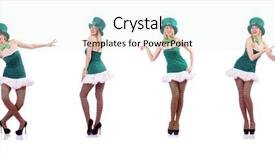  Presentation with saint - Presentation theme featuring irish dance - woman in saint patrick concept background and a soft green colored foreground