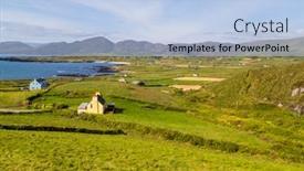  Presentation with irish - Presentation theme consisting of irish farm houses cottages in west kerry beara peninsula in ireland surrounded by nature mountains cliffs and ocean background and a light blue colored foreground