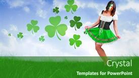  Presentation with irish - Theme consisting of irish girl smiling against field of grass under blue sky background and a forest green colored foreground