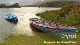  Presentation with killarney - Theme with irish mountians - boats on lake in killarney background and a tawny brown colored foreground
