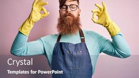  Presentation with housekeeping - Cool new PPT layouts with irish-redhead-housekeeping-man backdrop and a ocean colored foreground