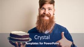  Presentation with happy birthday cake - Beautiful slide set featuring irish-redhead-man-with-beard backdrop and a navy blue colored foreground